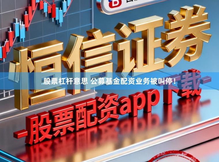 股票杠杆意思 公募基金配资业务被叫停！